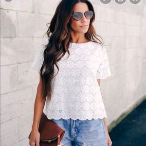 Vici dolls collection crochet lace eyelet top